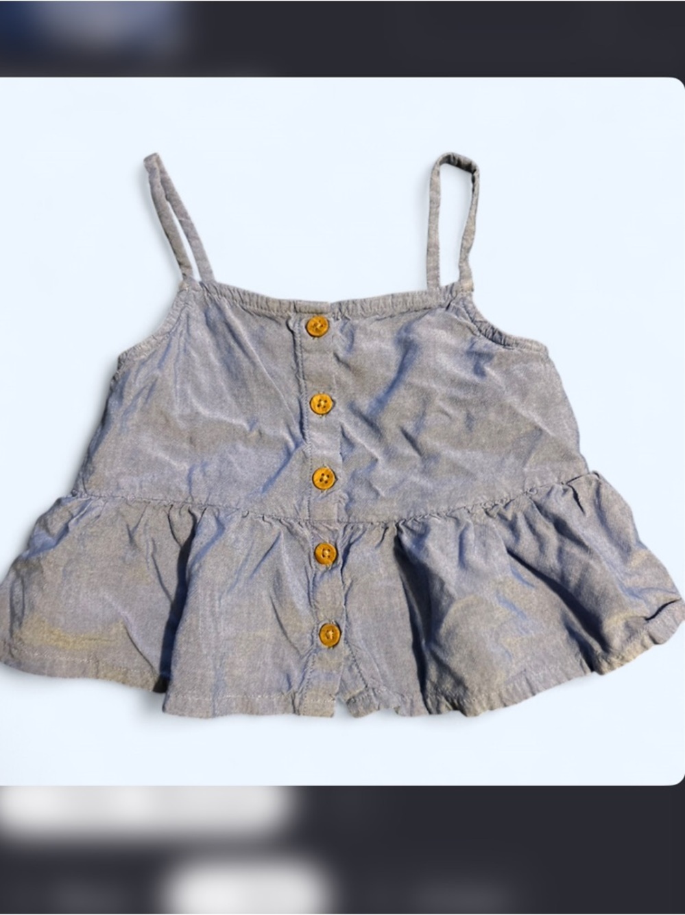 H&M Blue Sleeveless Button-Front Ruffle Camisole